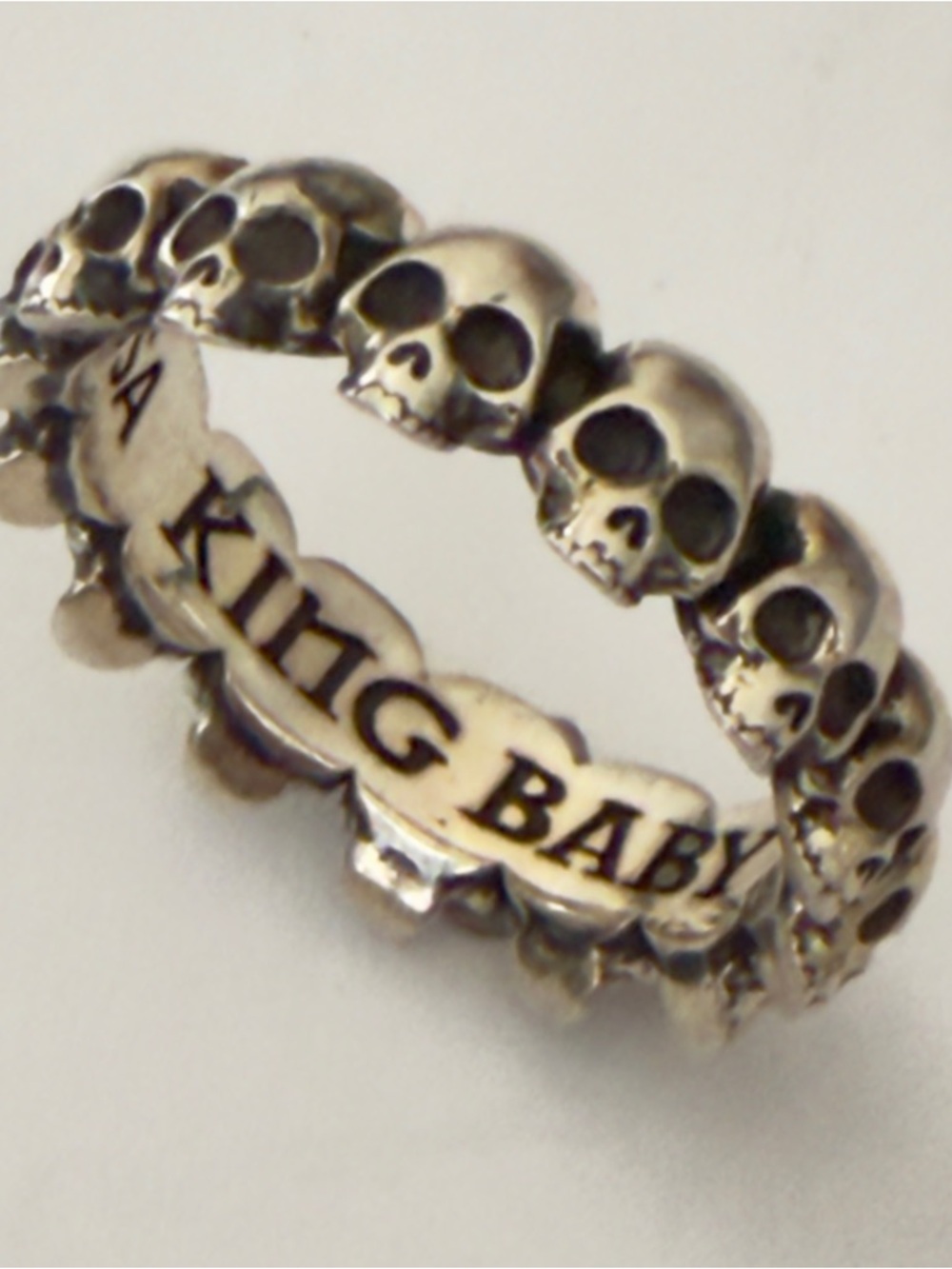 King Baby Studio Sterling Silver infinity Skull Band Ring size 8